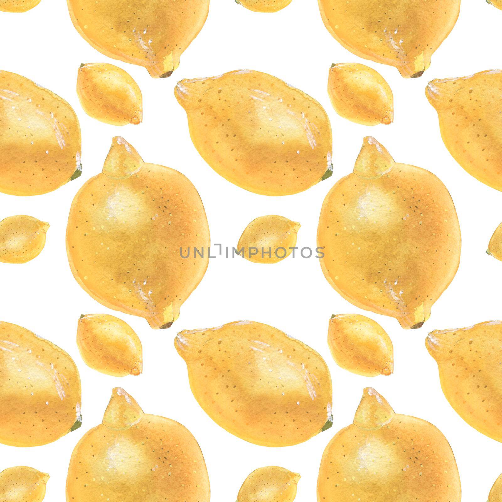 Watercolor Botanical Victorian Lemon Seamless Pattern