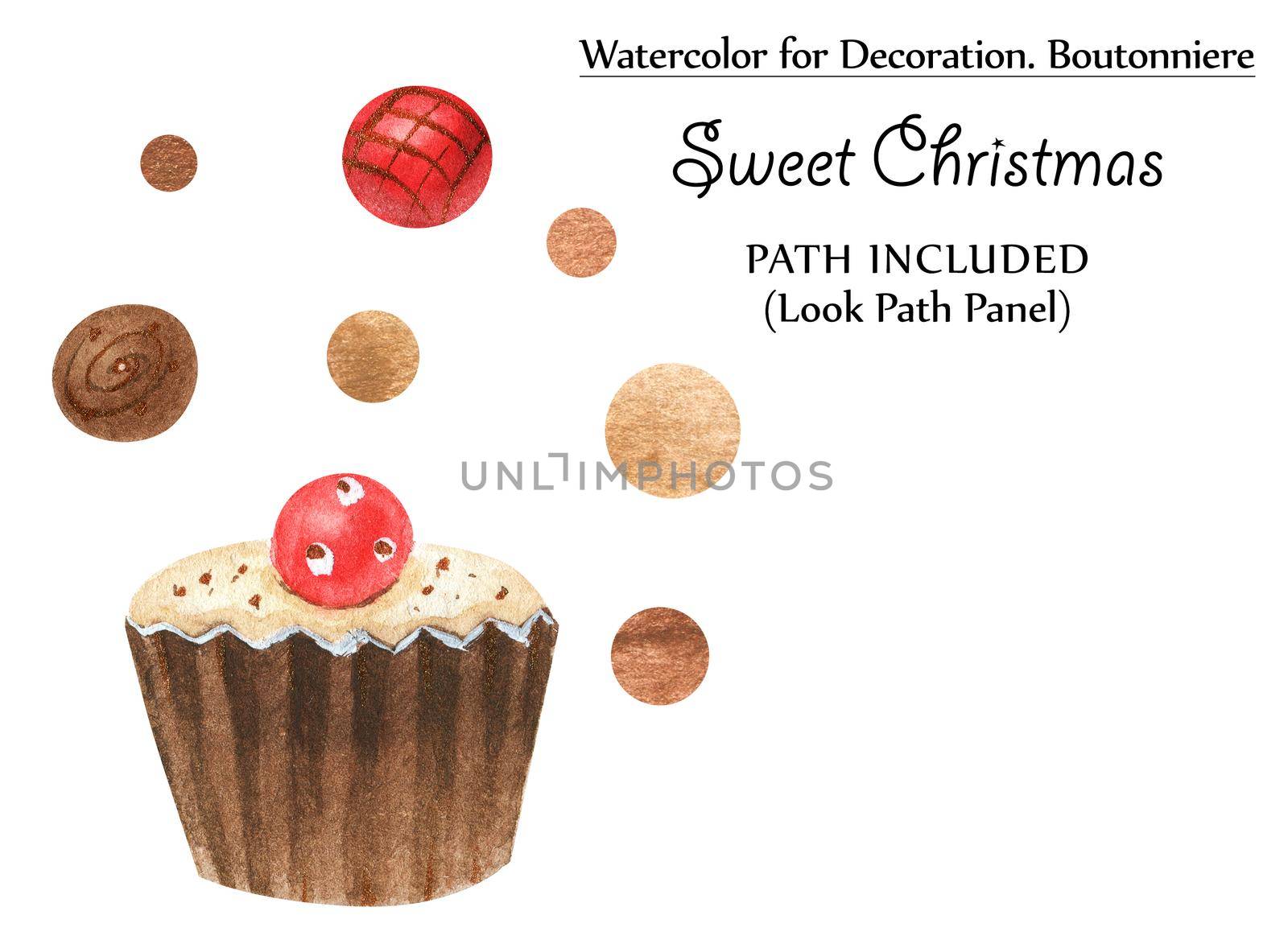 Sweet watercolor vignettes with gingerbreads and chocolates by Xeniasnowstorm