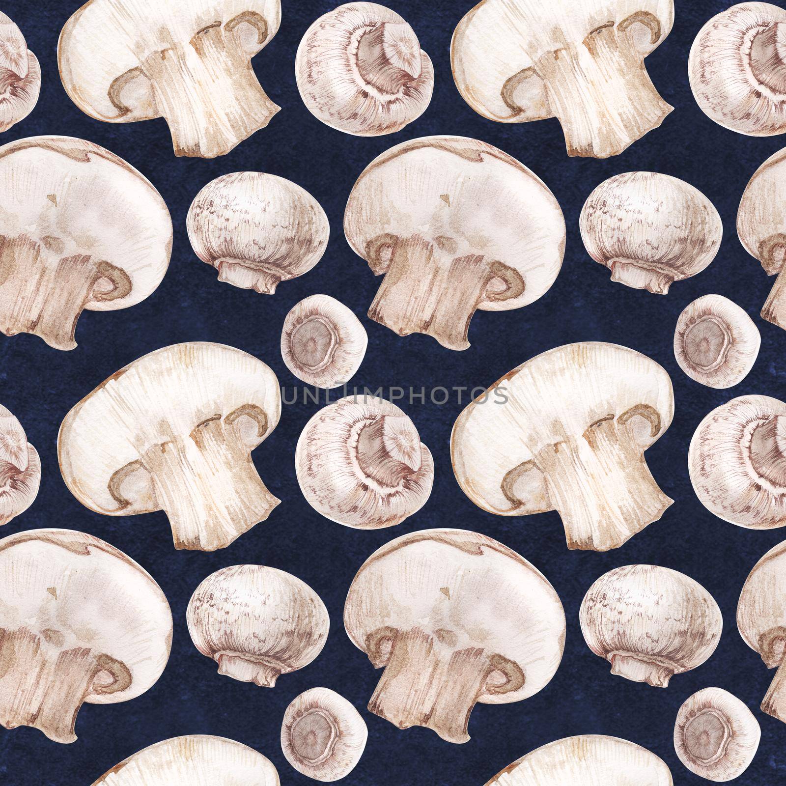 Watercolor seamless pattern with champignons by Xeniasnowstorm