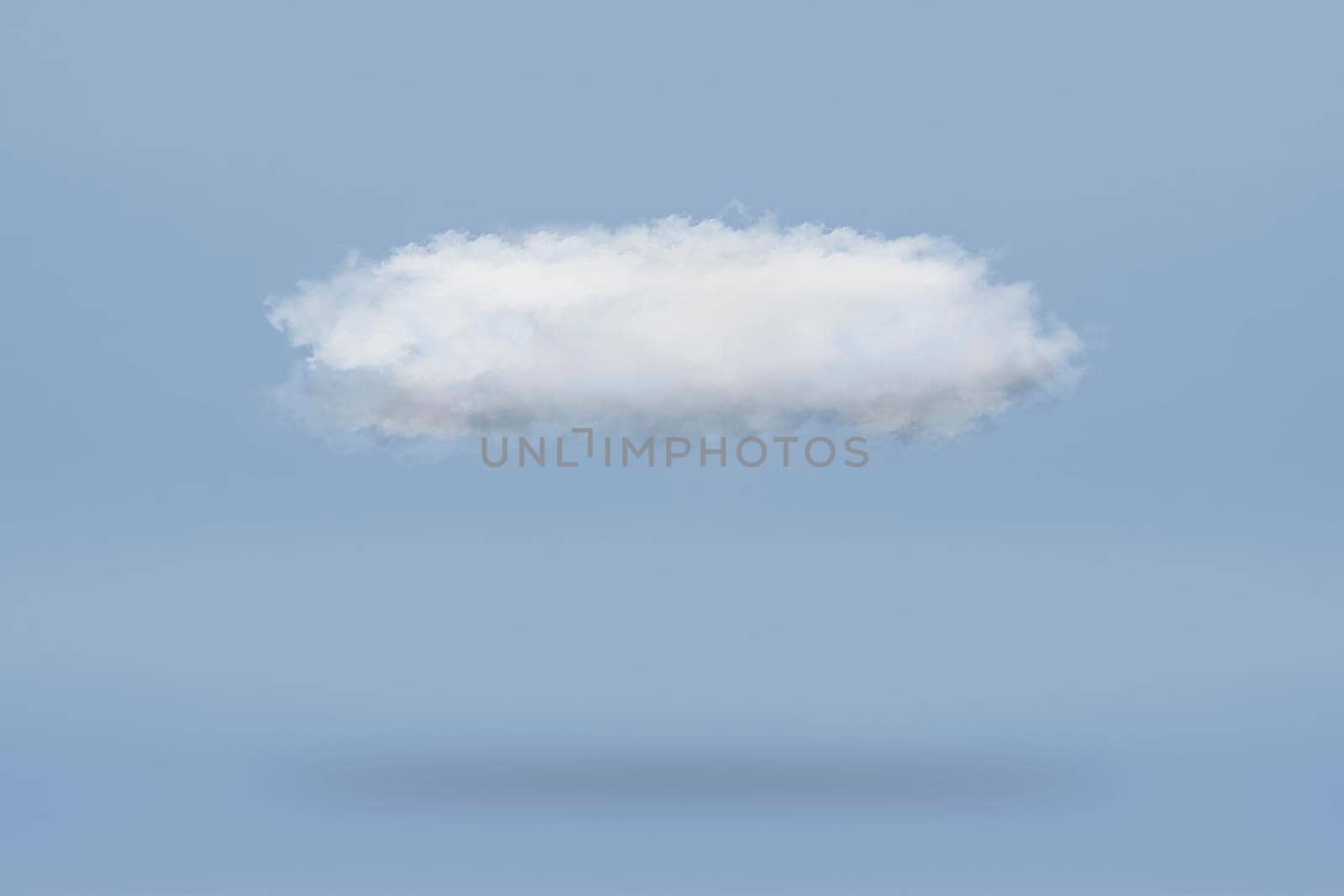 White cloud isolated on a blue background. Air lush 3d cloud casts a shadow on a blue background. For project or banner by SERSOL