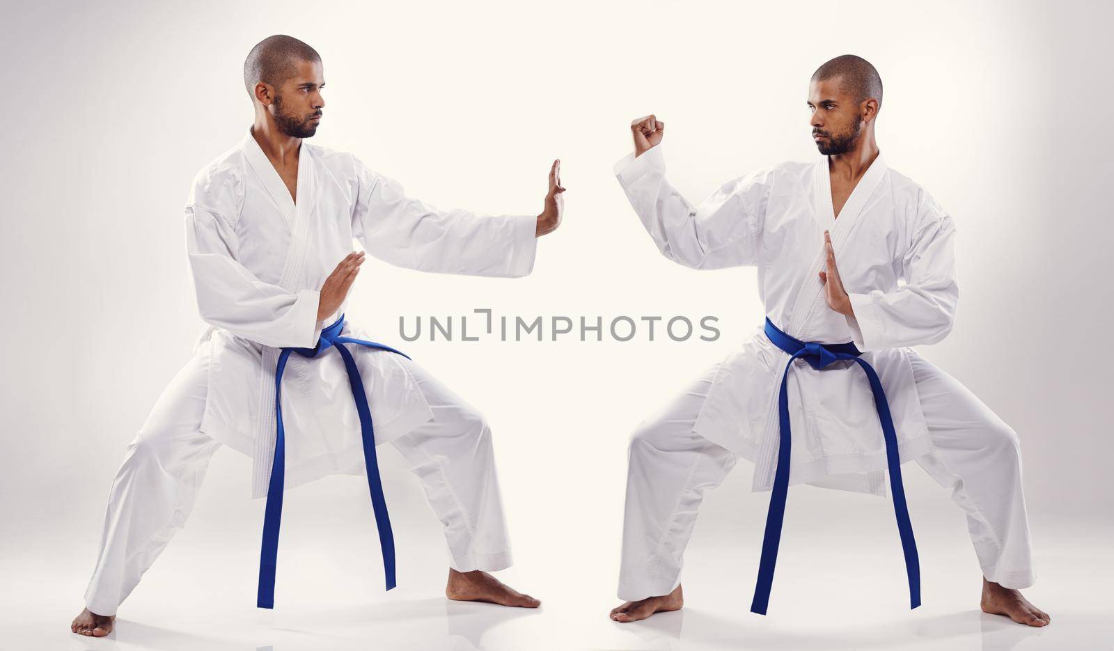 Two people doing karate.