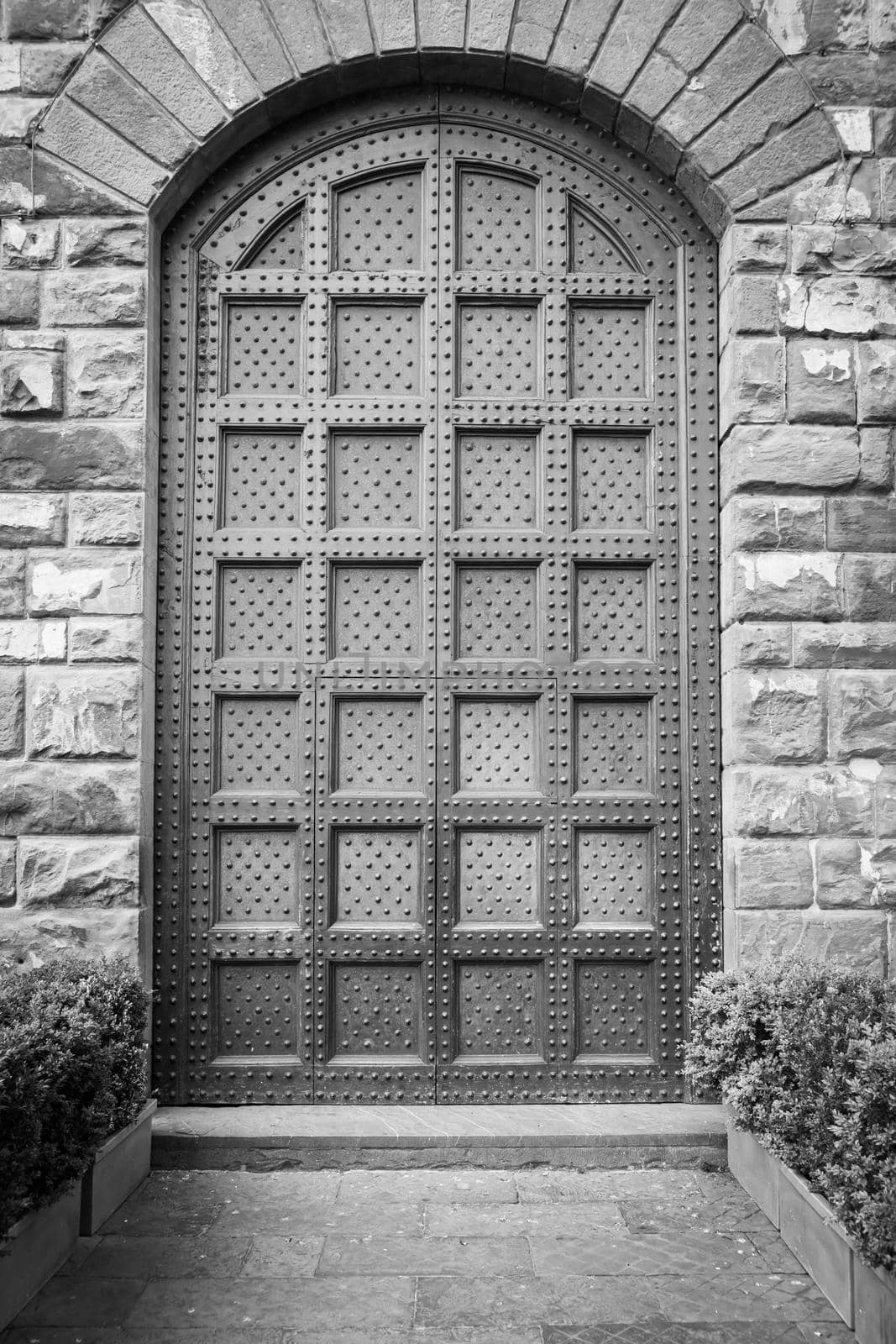 Antique door in historical building - Concept of security, mystery, grunge