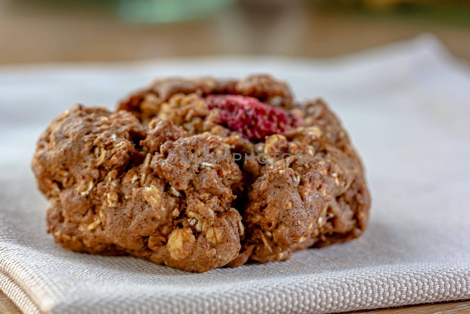 Closeup of a group of assorted Heart cookies. Chocolate , cheese and strawberry , oatmeal , white chocolate fill the frame. Homemade cookies on table. Chocolate chip cookies shot by Milanchikov