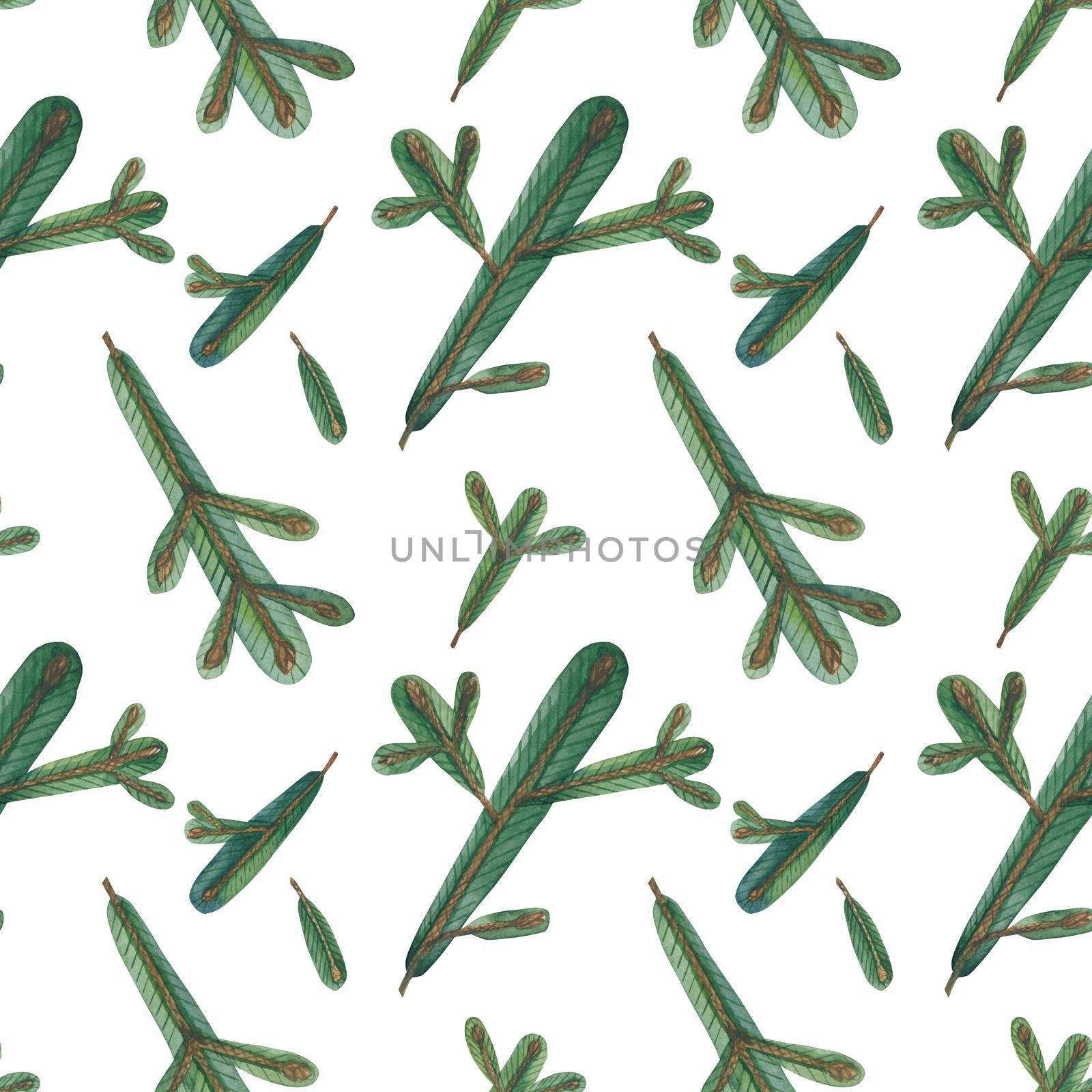 Christmas branches seamless pattern by Xeniasnowstorm