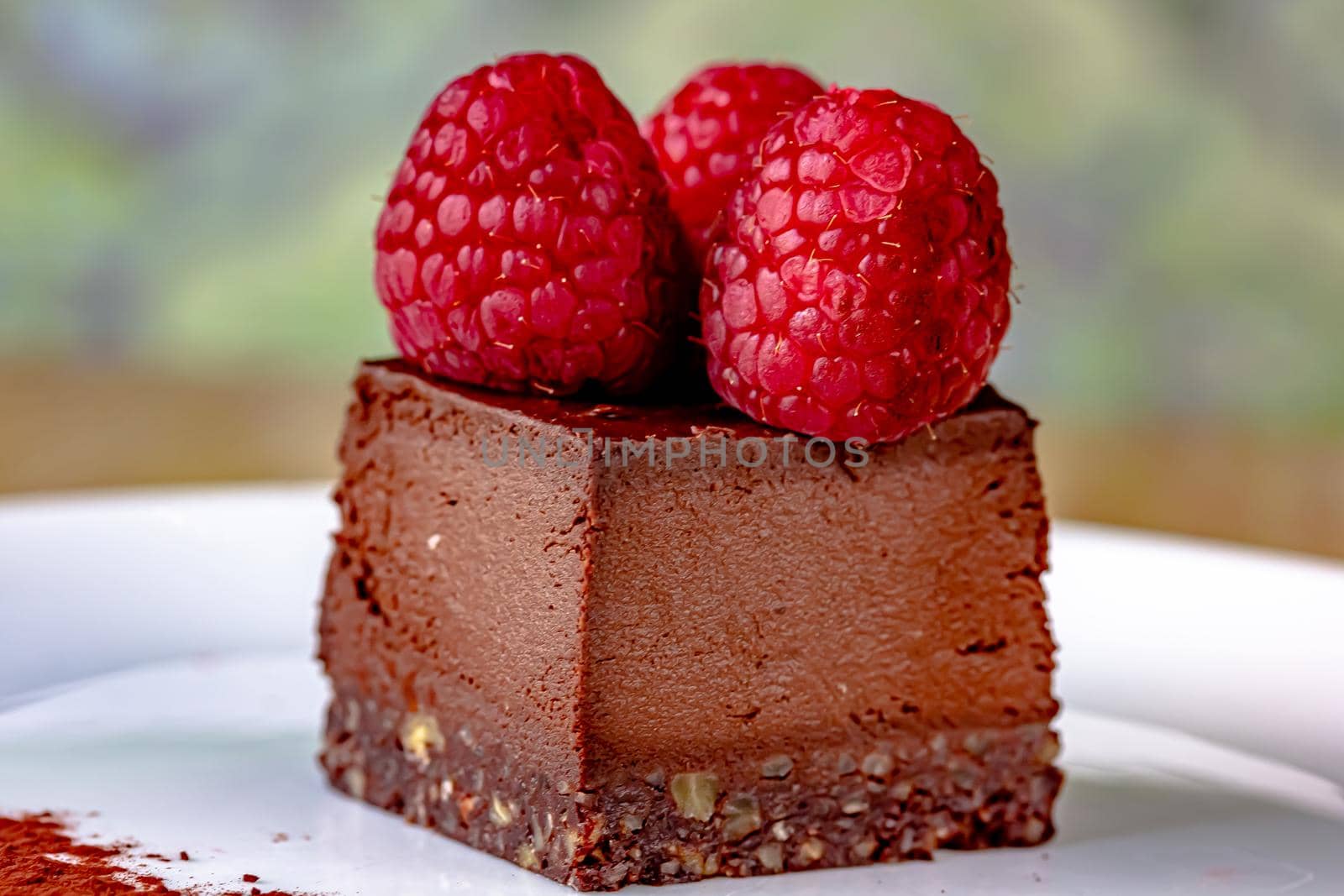 Beautiful chocolate cake with fresh berry. Selective focus by Milanchikov