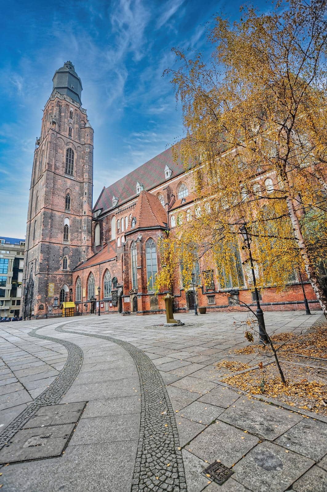 Beautiful city of Wroclaw in Poland, with historic buildings and cathedral