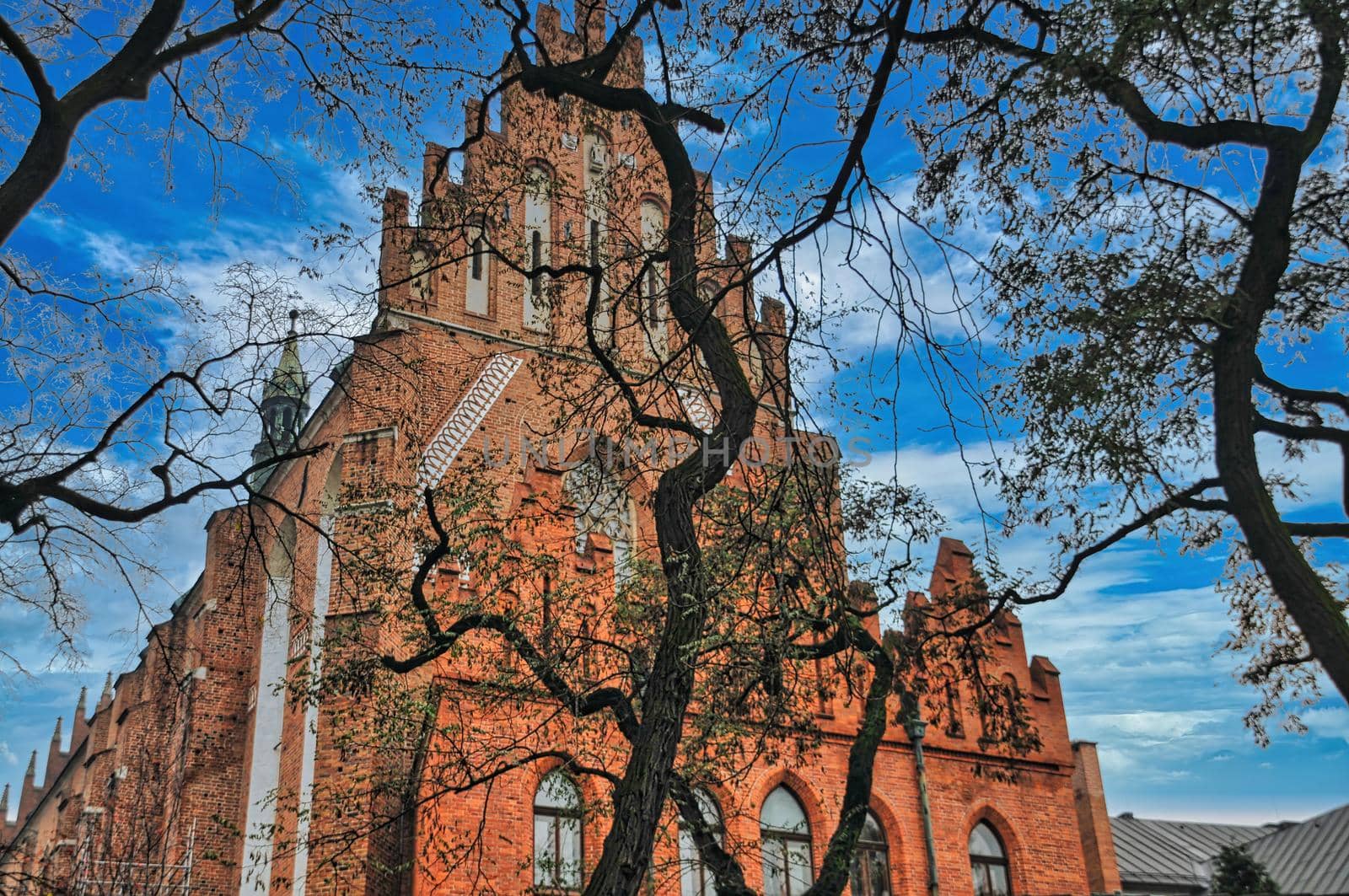 Cathedral catholic church in Krakow of Poland with gothic style