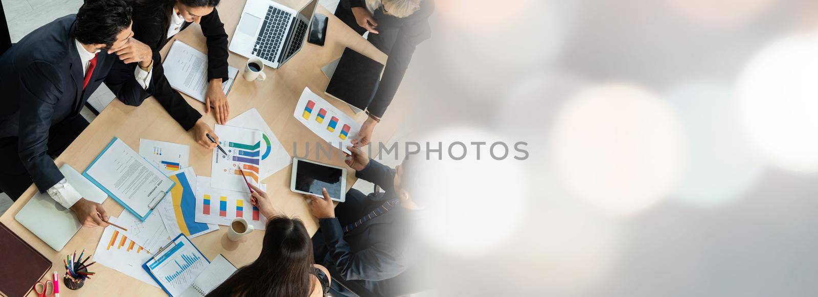 Business people group meeting shot from top widen view by biancoblue