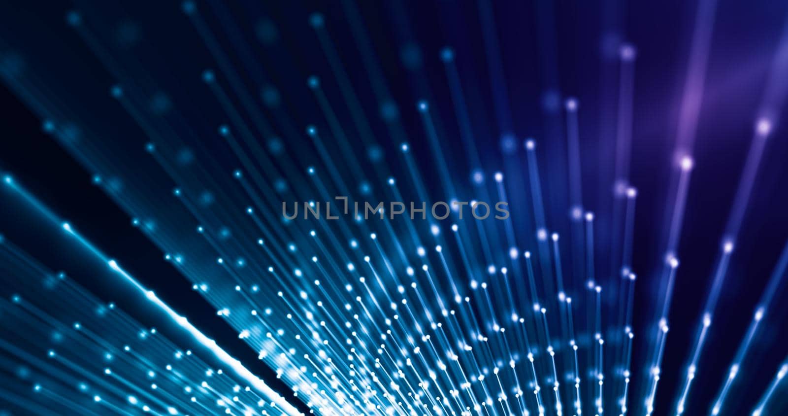 Connection dots and line, tech background in purple and blue. Data concept. 3d rendering.