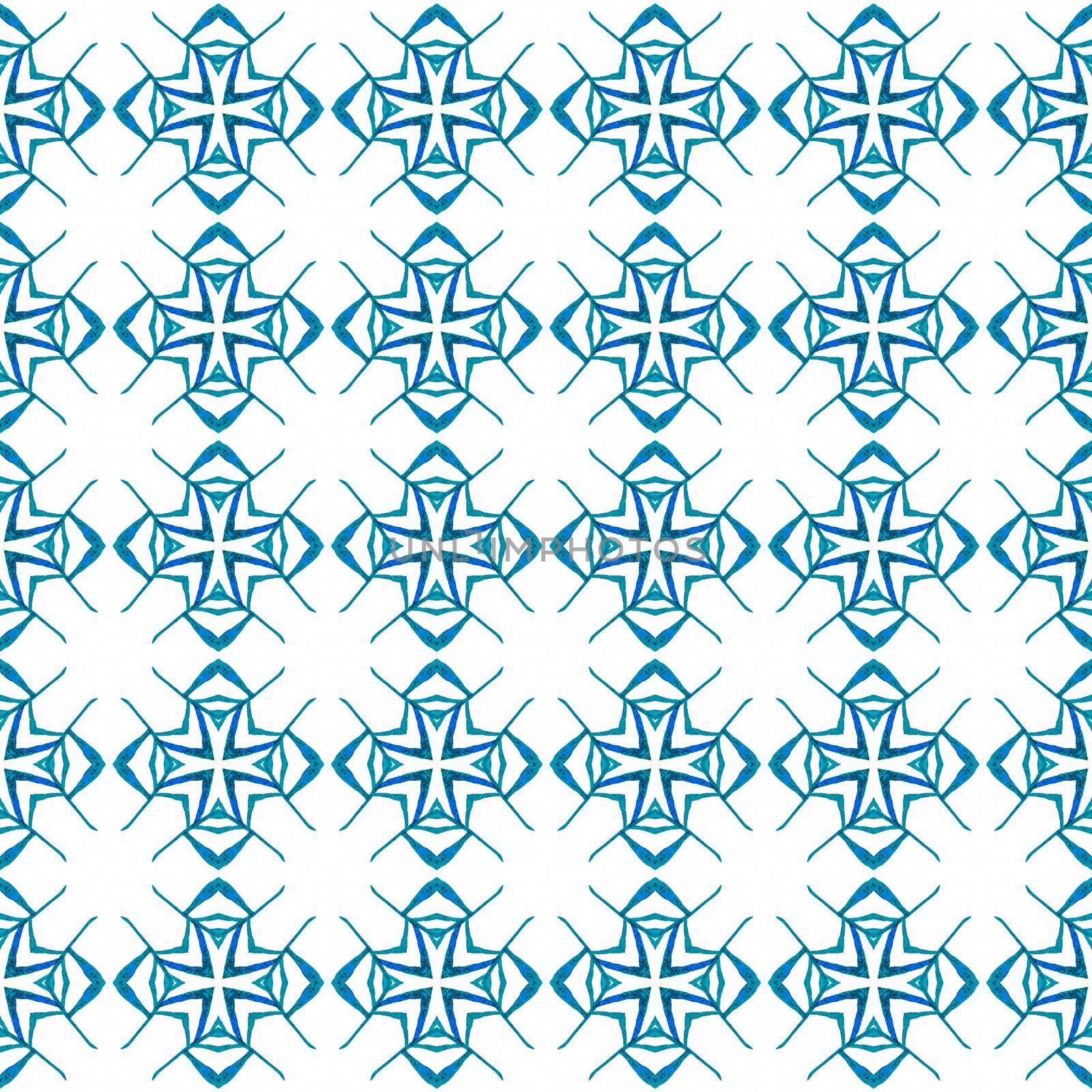 Oriental arabesque hand drawn border. Blue by beginagain