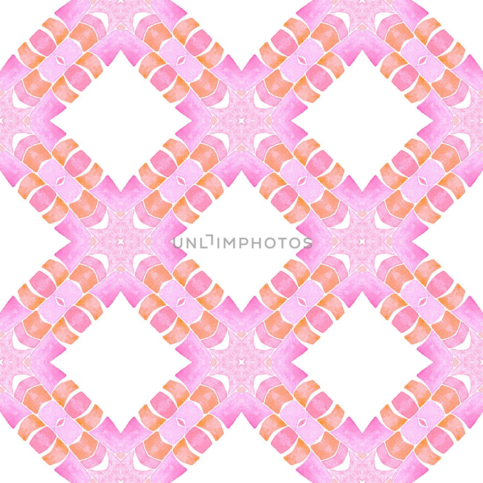 Mosaic seamless pattern. Orange classic boho chic by beginagain