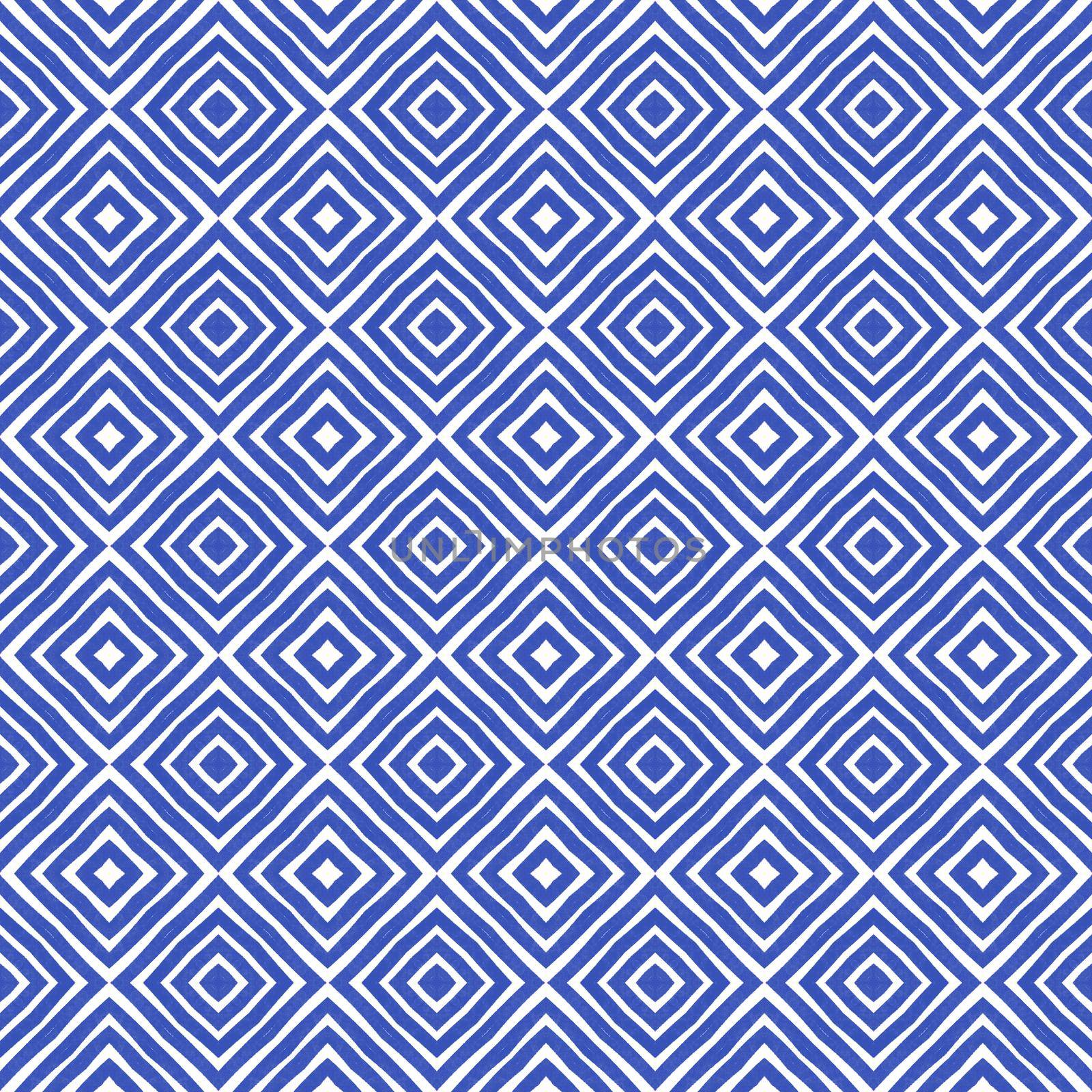 Mosaic seamless pattern. Indigo symmetrical kaleidoscope background. Retro mosaic seamless design. Textile ready modern print, swimwear fabric, wallpaper, wrapping.