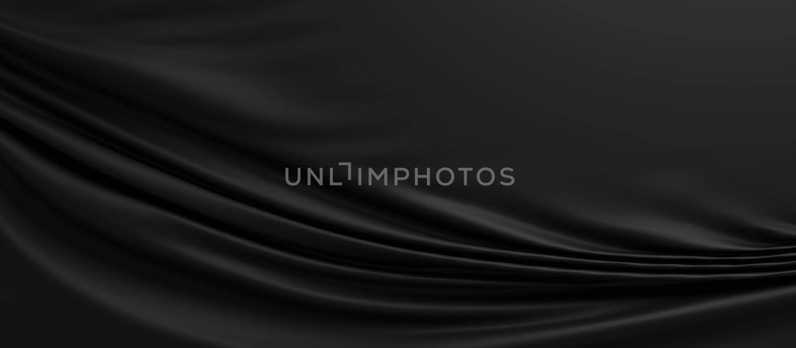 Abstract black fabric background with copy space 3d render