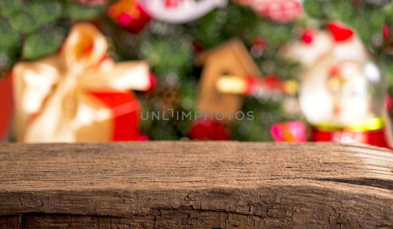 Christmas scene with tree gifts and fire in background