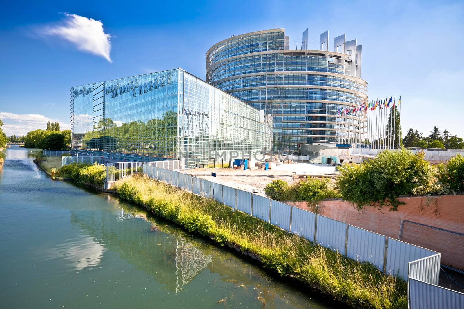 European Parliament building in Strasbourg view, Alsace region of France