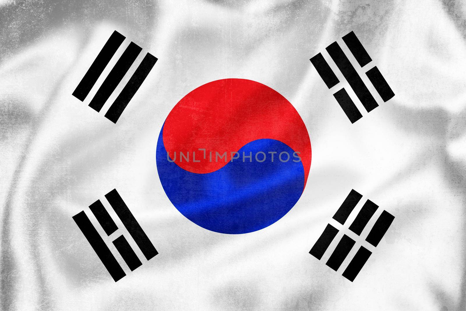 Grunge 3D illustration of South Korea flag, concept of South Korea 