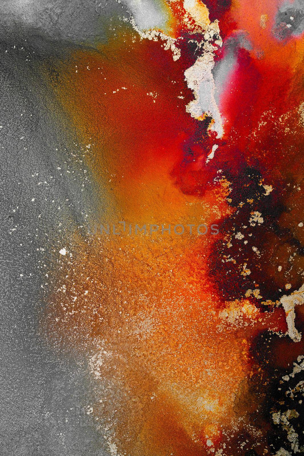 Burning abstract background from marble ink art of exquisite original painting . Painting was painted on high quality paper texture to create smooth marble background pattern of ombre alcohol ink .