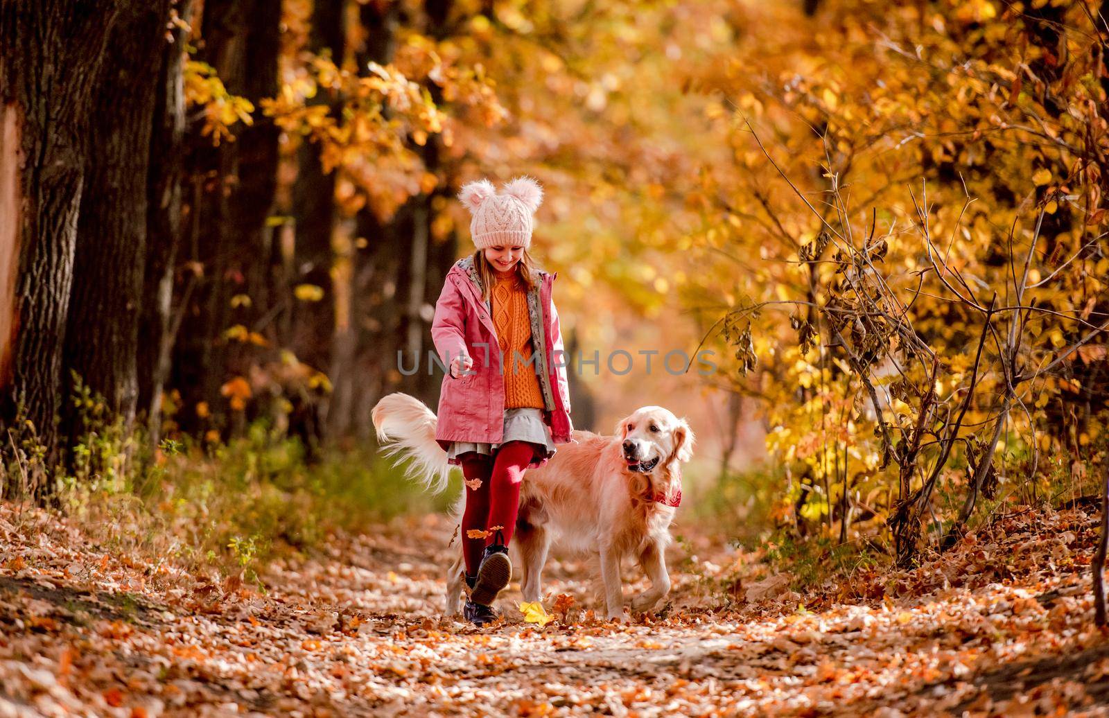 Preteen kid and golden retriever dog by tan4ikk1