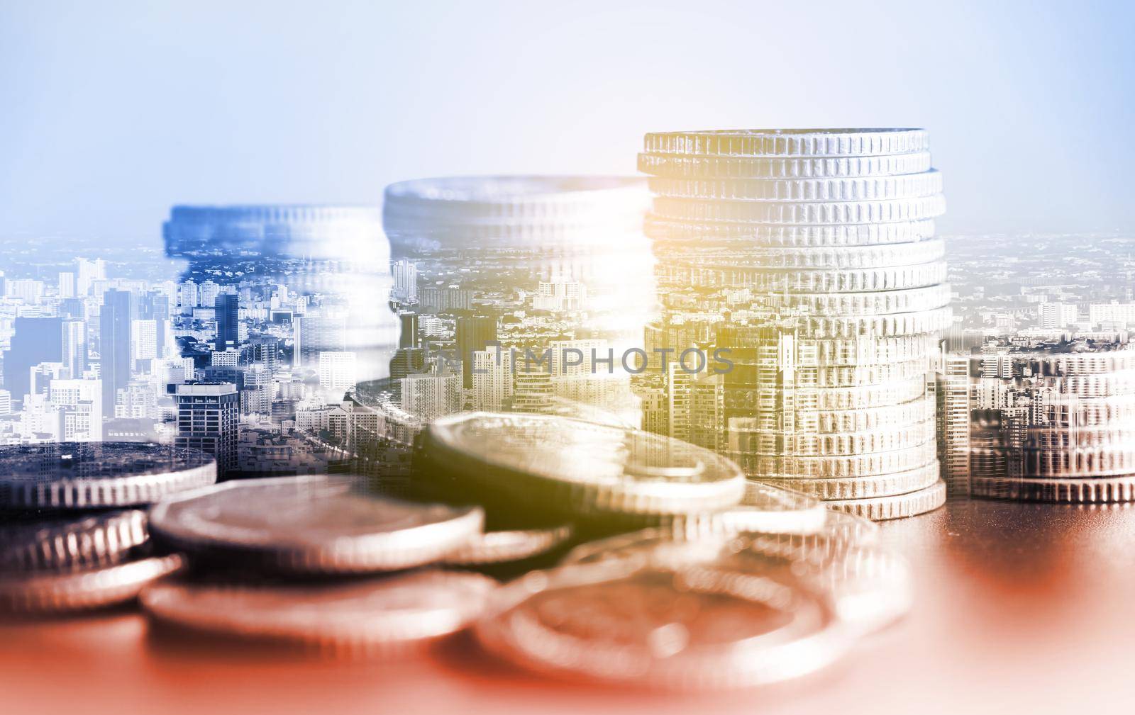 Finance and money technology background concept of business prosperity and asset management . Creative graphic show economy and financial growth by investment in valuable asset to gain wealth profit .