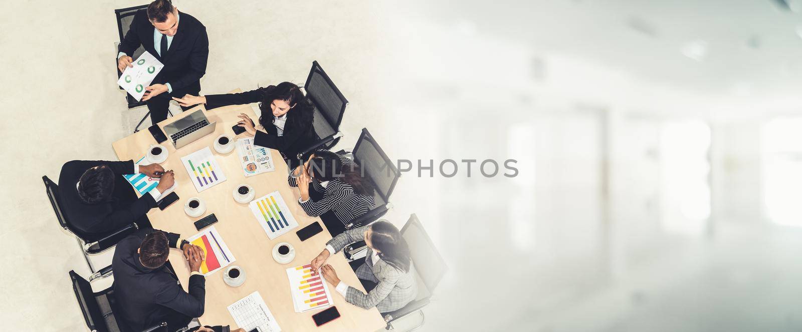 Business people group meeting shot from top view broaden view by biancoblue
