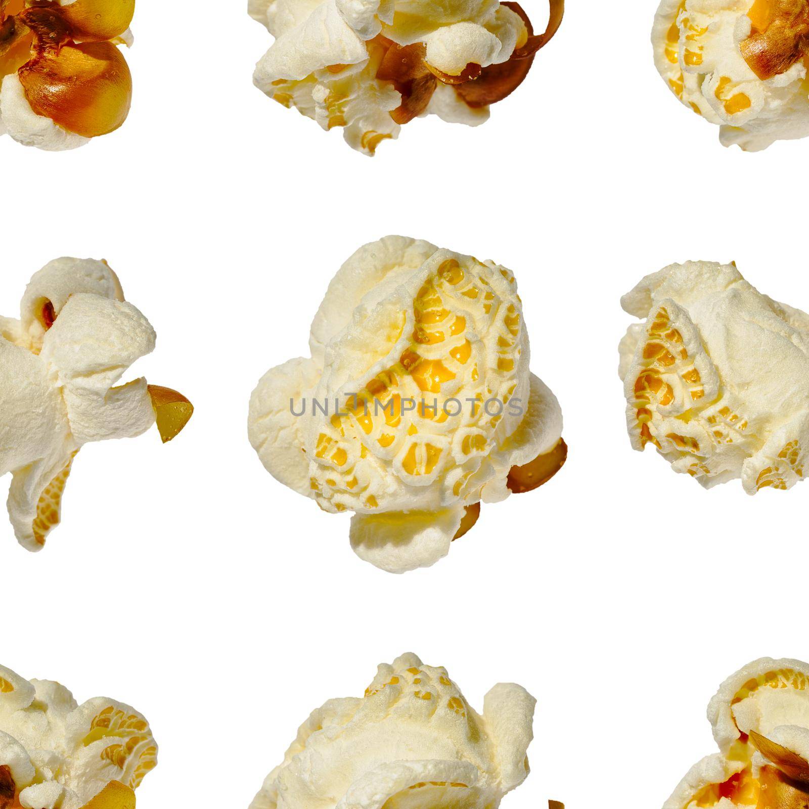 seamless pattern - popcorn. popcorn on a white background, pattern for designer. packing design background
