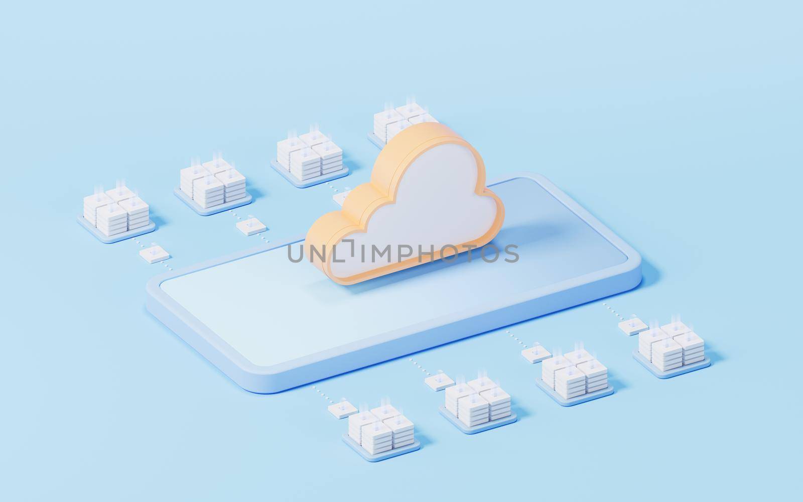 Cloud computing concept, 3d rendering. Computer digital drawing.