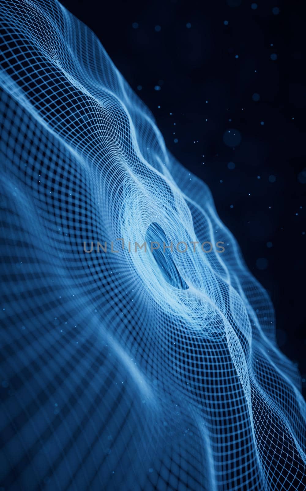 Glowing wave lines background, 3d rendering. Computer digital drawing.