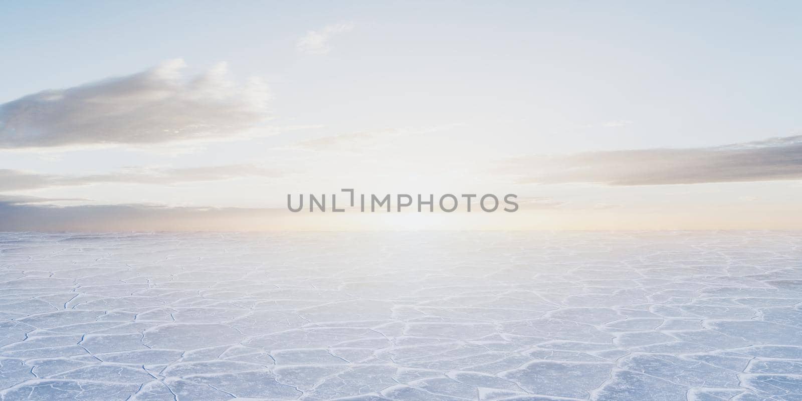 Ice ground with crack pattern, 3d rendering. by vinkfan