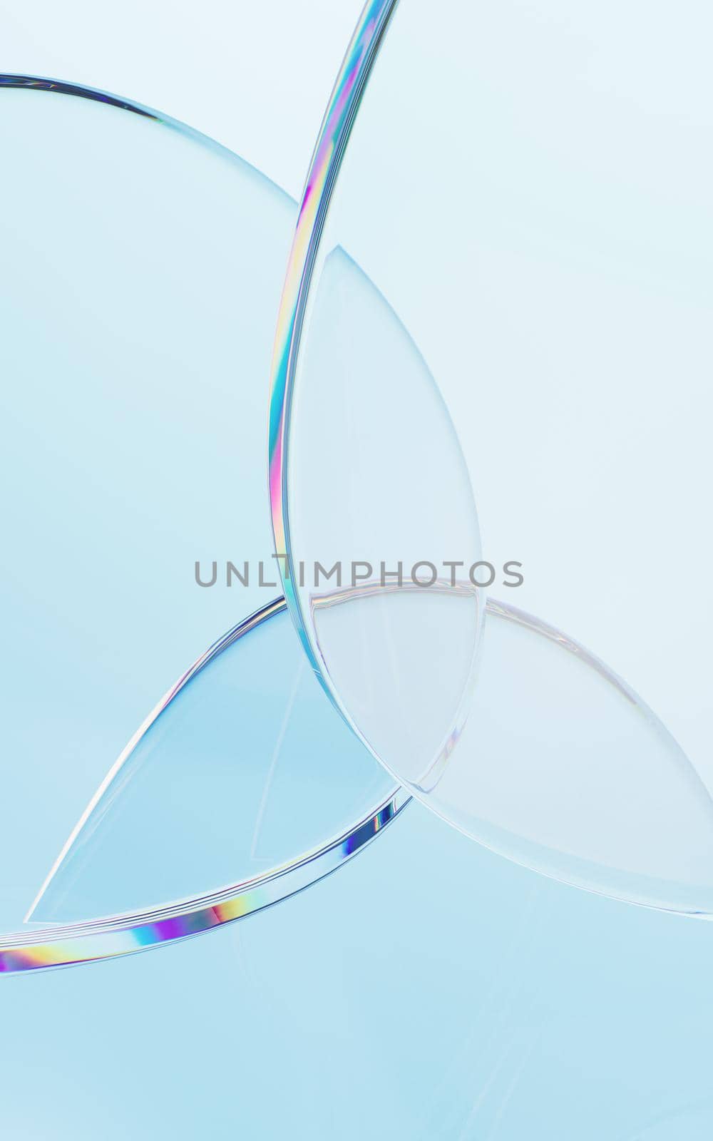 Transparent curve glass, 3d rendering. Computer digital drawing.