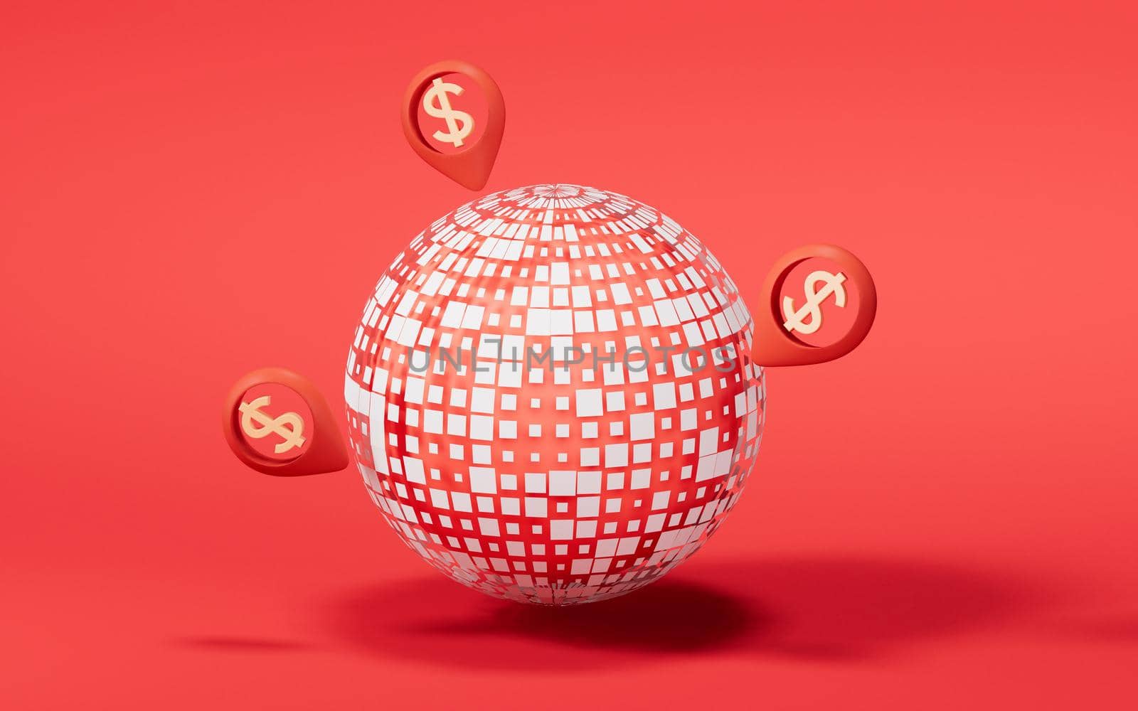 Digital data sphere with money mark, 3d rendering. by vinkfan