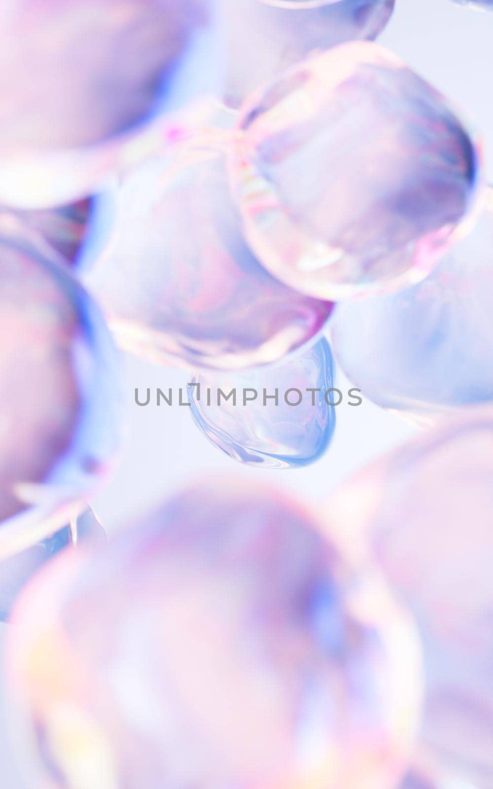 Transparent bubble with gradient colors, 3d rendering. Computer digital drawing.