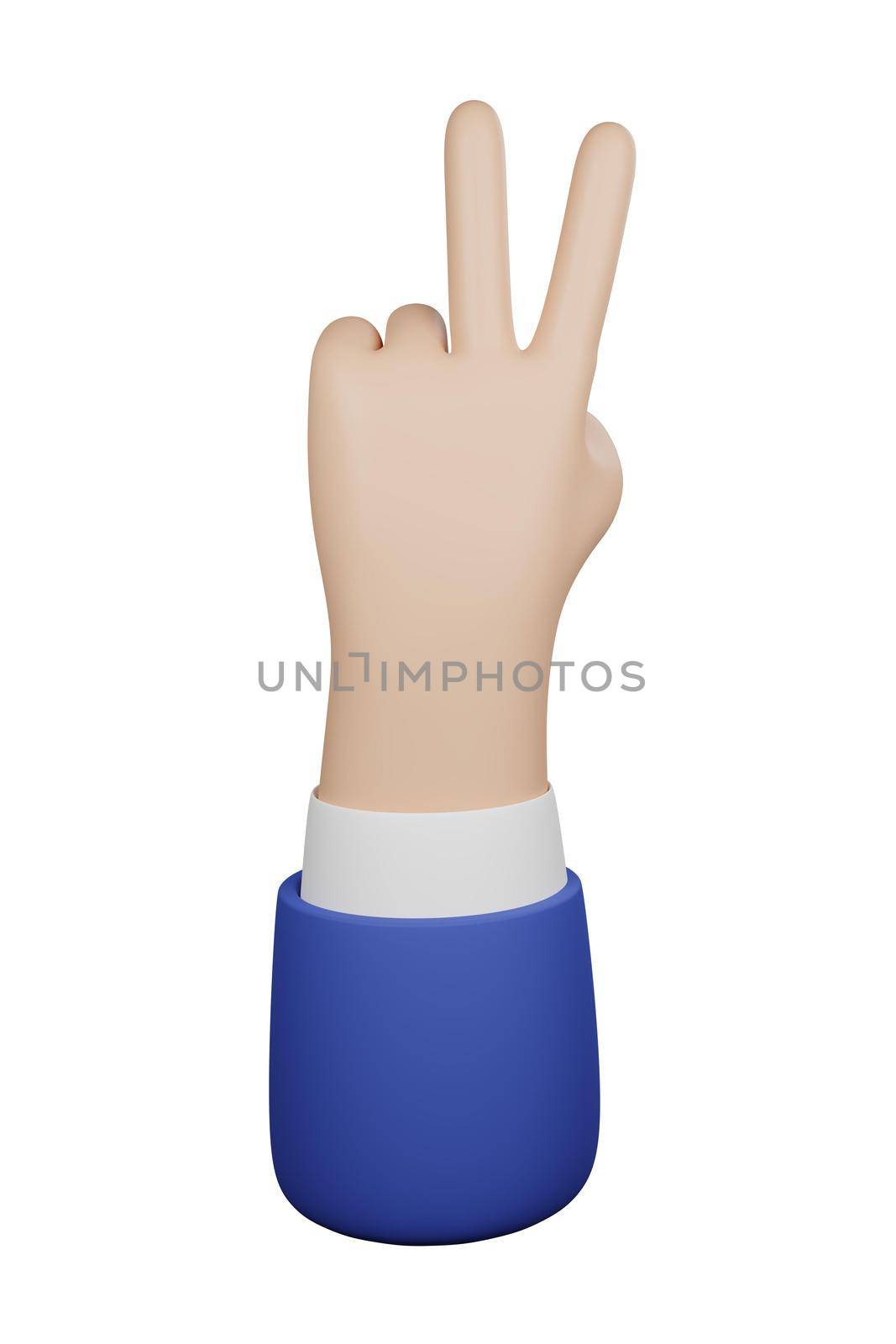 3D Cartoon businessman character hand isolated on white background. Hand gesture friendly funny style. 3d rendering by Melnyk