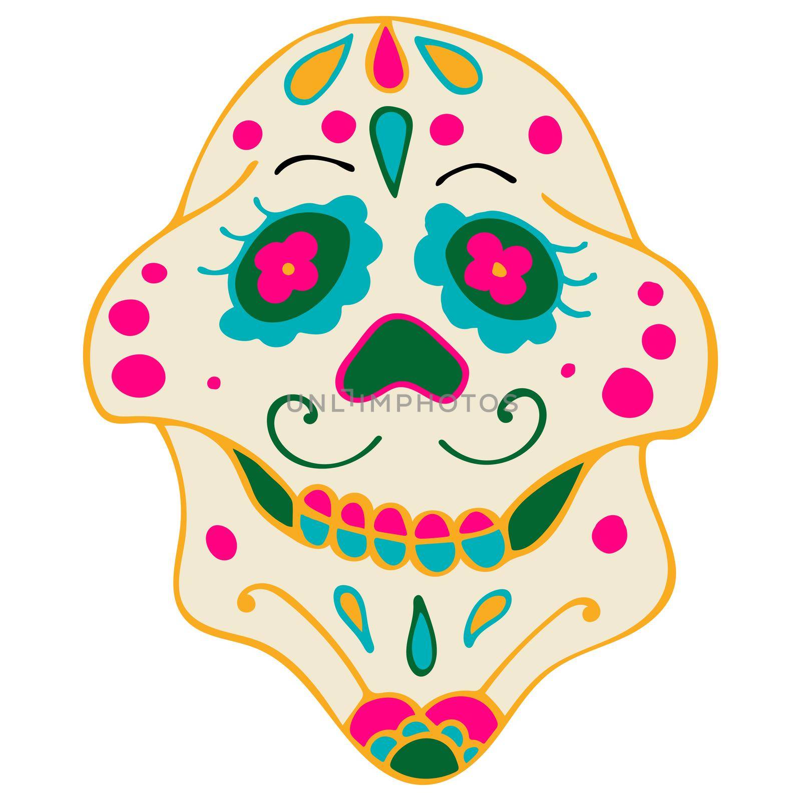 Day of the Dead. Dia de los Muertos. Sugar Skull with Colorful Mexican Elements and Flowers. by Rina_Dozornaya