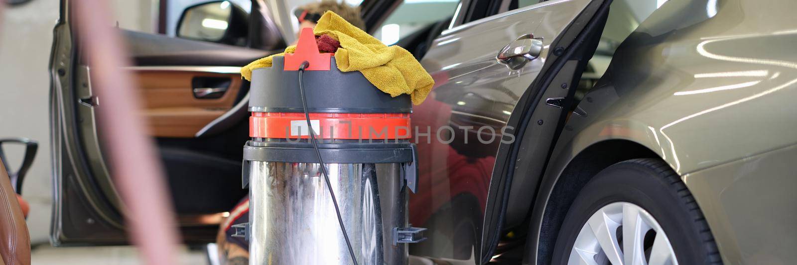 Modern equipment for car detailing, close-up. A range of services for the care of the interior and exterior of the car