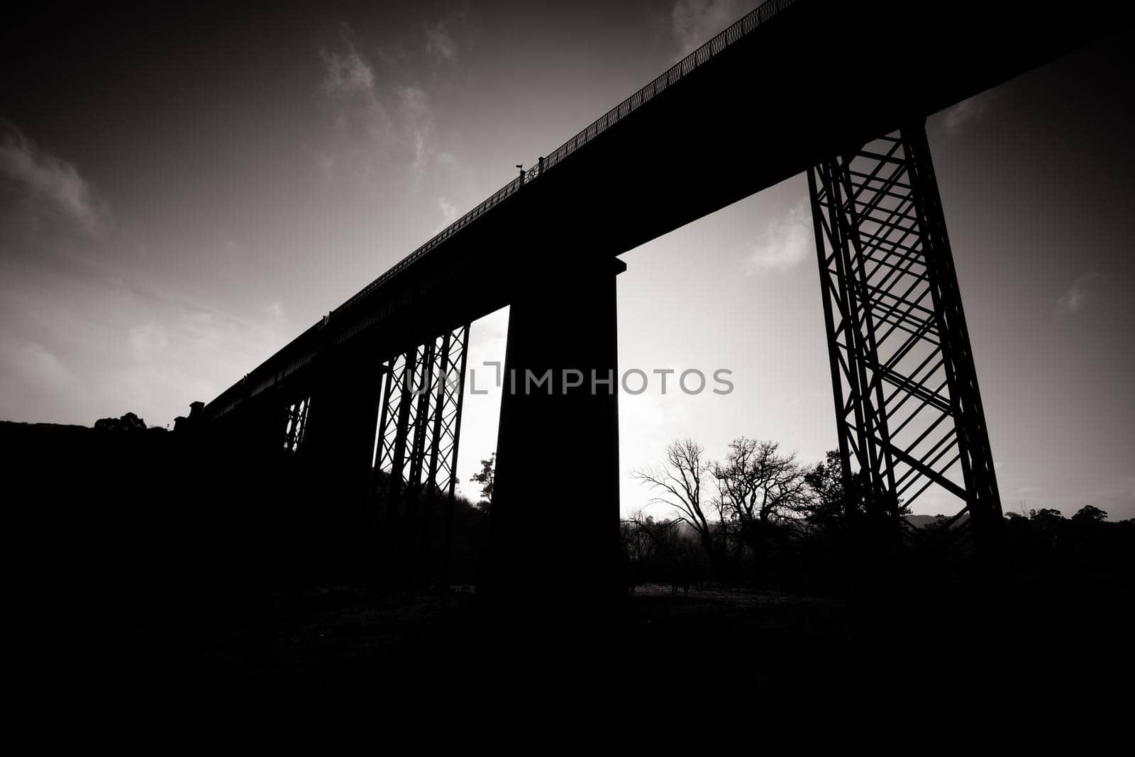 A 19th century viaduct in Taradale, Victoria, Australia on a clear spring day.