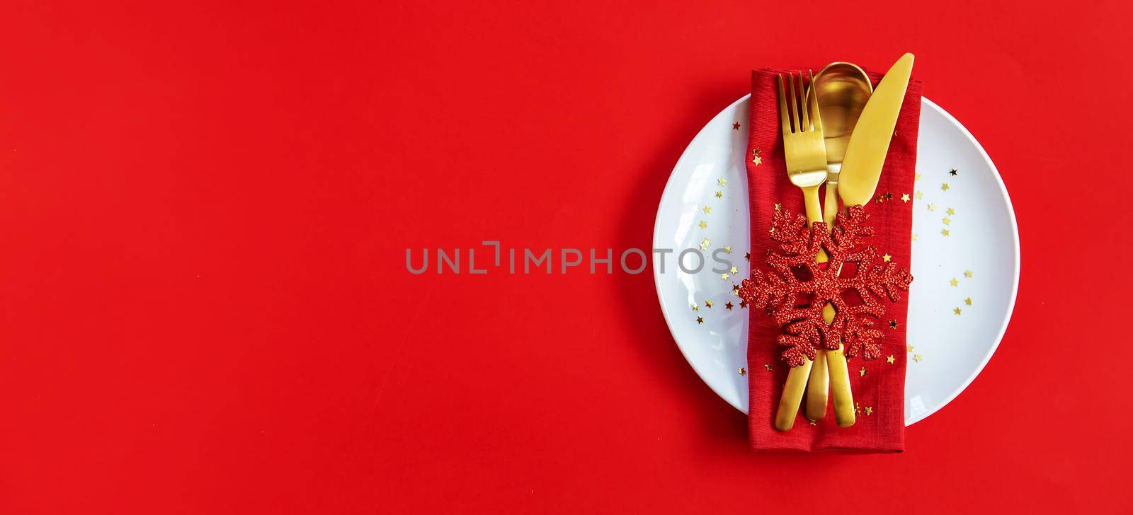 Christmas background table setting and decor. Selective focus. Nature.