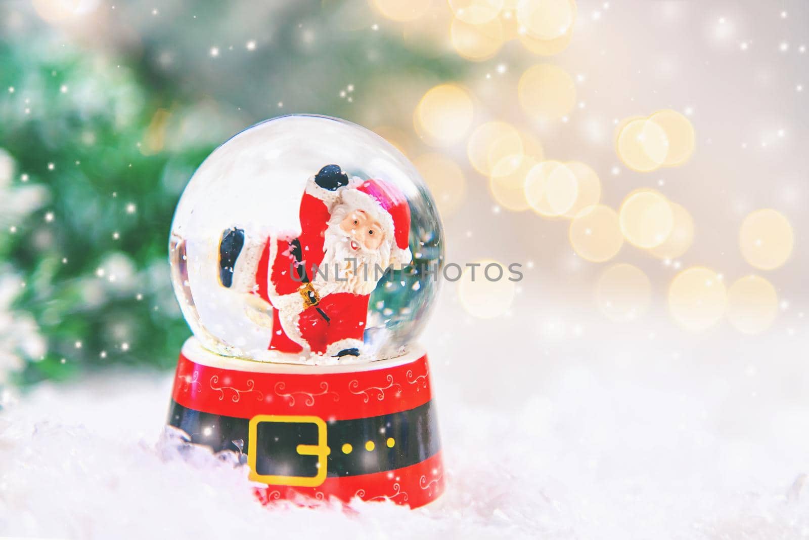 Beautiful christmas background with decor. Selective focus. Holiday.