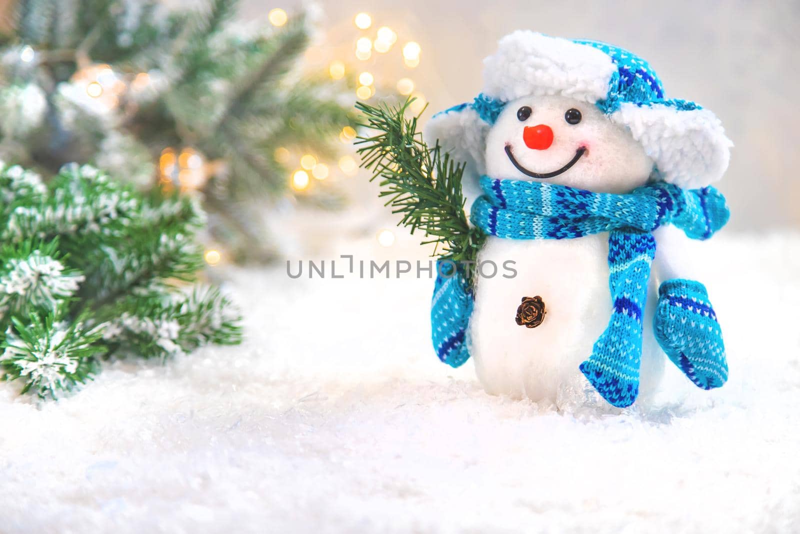 Beautiful christmas background with decor. Selective focus. Holiday.