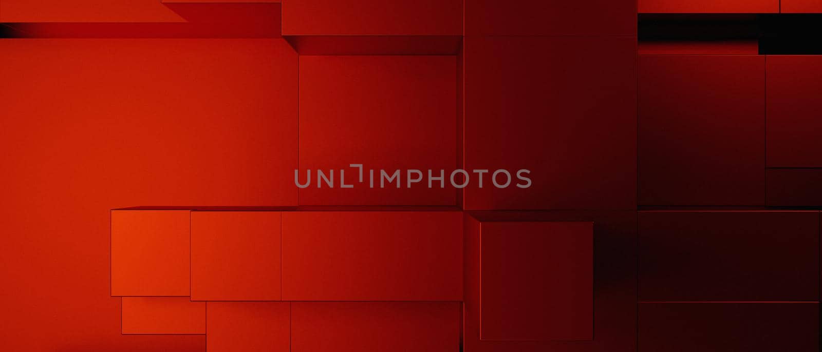 Abstract Elegant 3D Cubes Trendy Futuristic Red Banner Wallpaper 3D Illustration