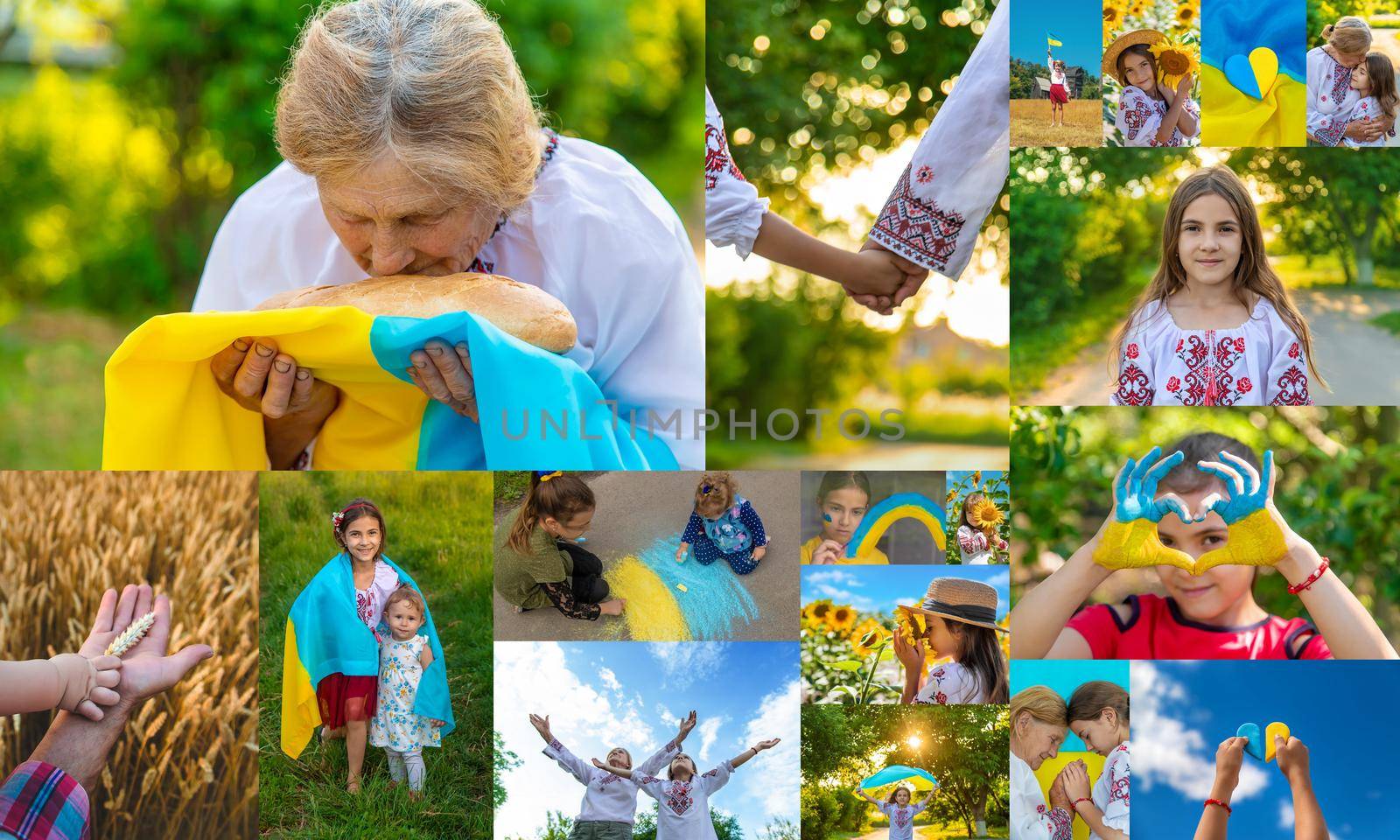 Collage of photos on the theme of Ukraine. Selective focus. by yanadjana