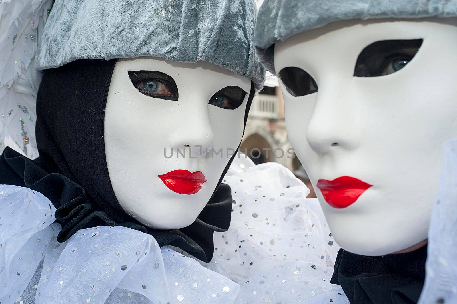 VENICE, ITALY - Febrary 7 2018: The masks of the Venice carnival 2018