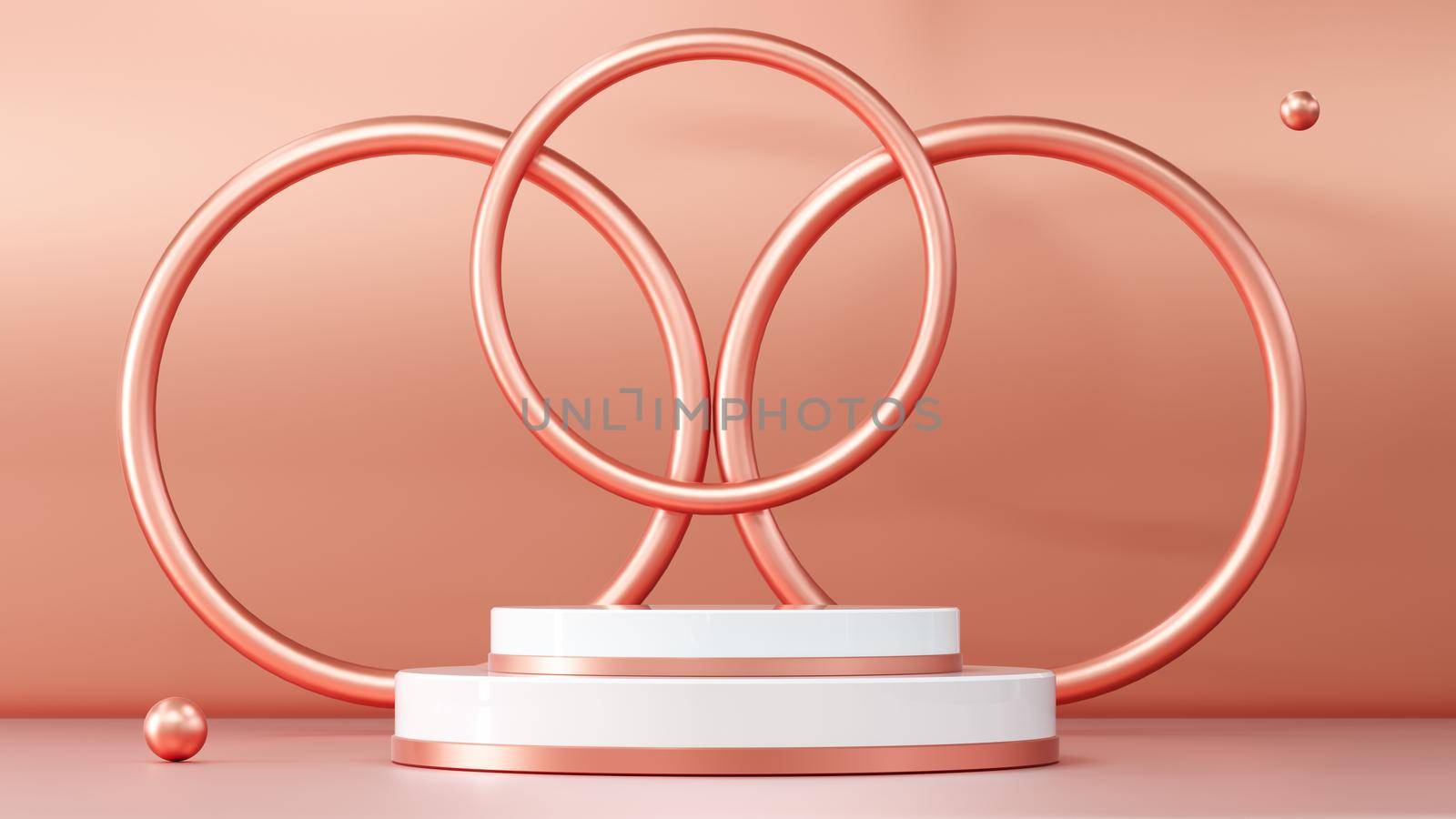 Composition with round scene. Abstract Pastel pink geometric shape blank platform. Podium empty showcase pedestal product display for cosmetic presentation. Composition with round scene. 3d Rendering.