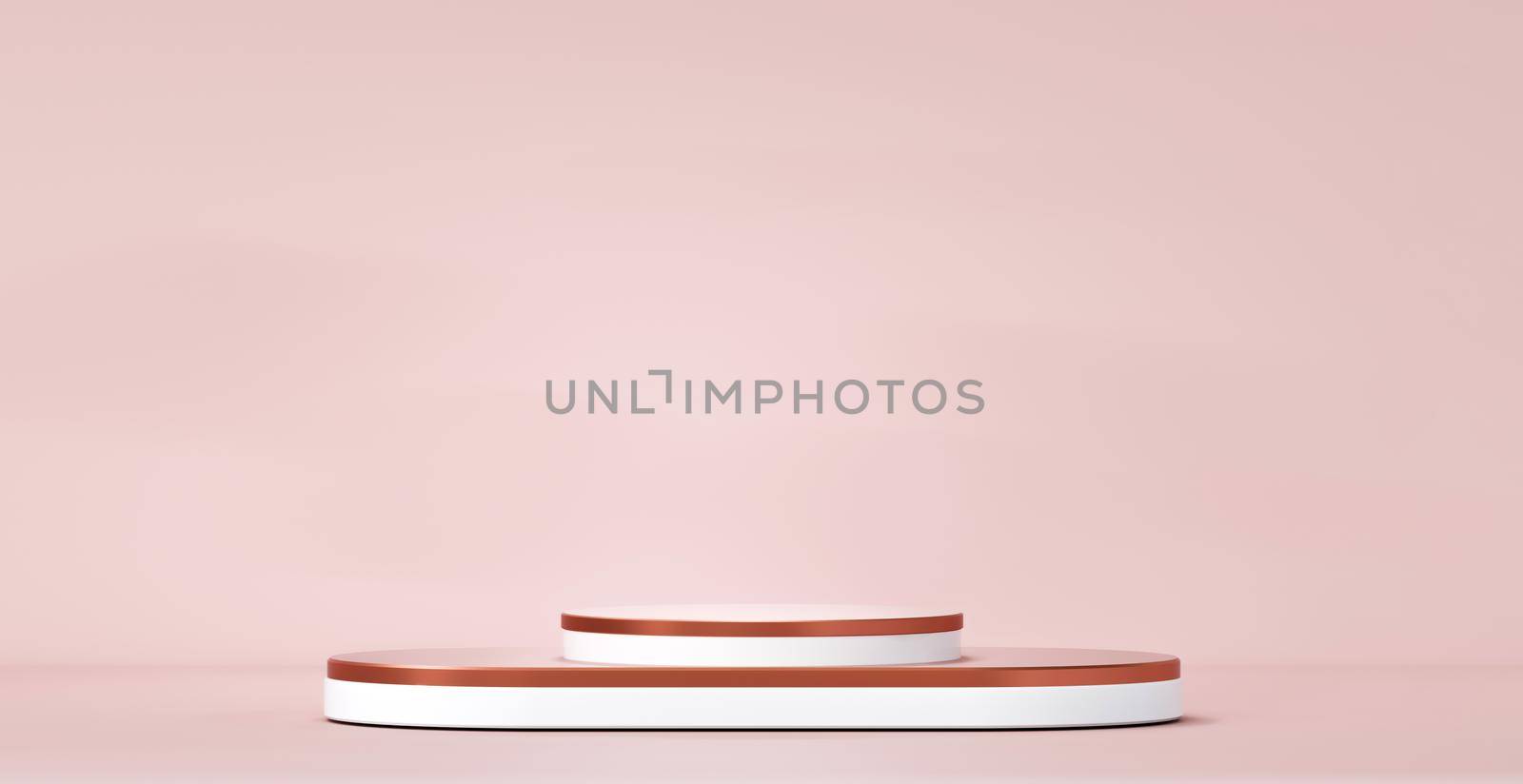 Elegant patel color podium empty showcase pedestal product display for cosmetic presentation. Composition with round scene. Abstract Pastel pink geometric shape blank platform 3d Rendering.