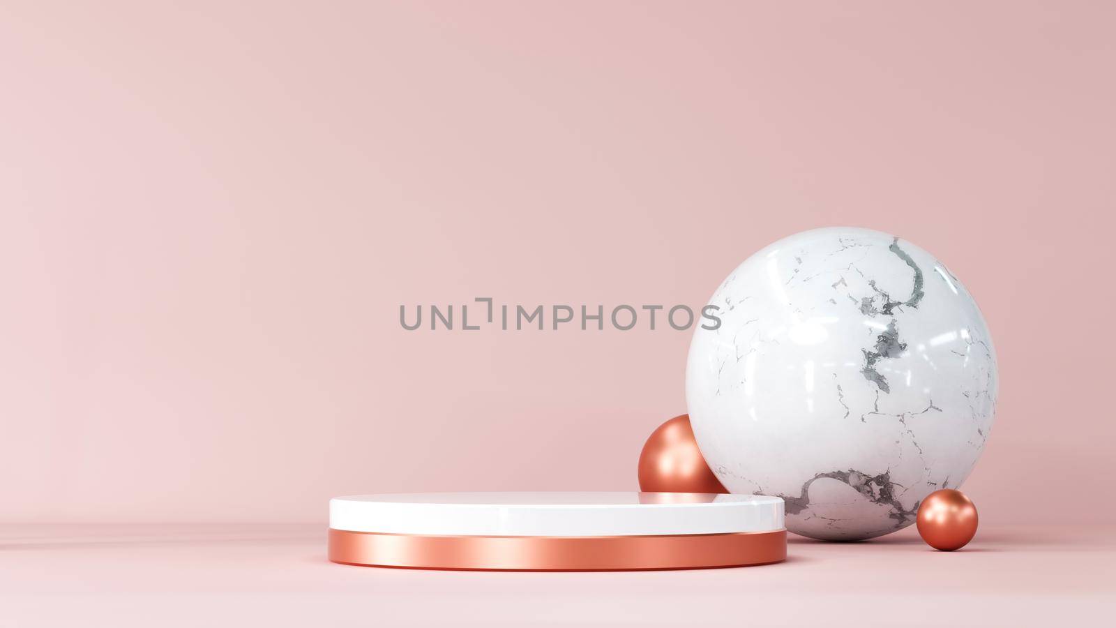 Abstract Pastel pink geometric shape blank platform. Podium empty showcase pedestal product display for cosmetic presentation. Composition with round scene. Composition with round scene. 3d Rendering.