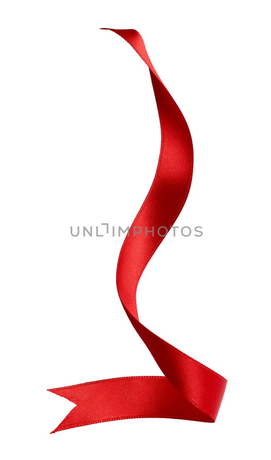 close up of a red ribbon bow on white background