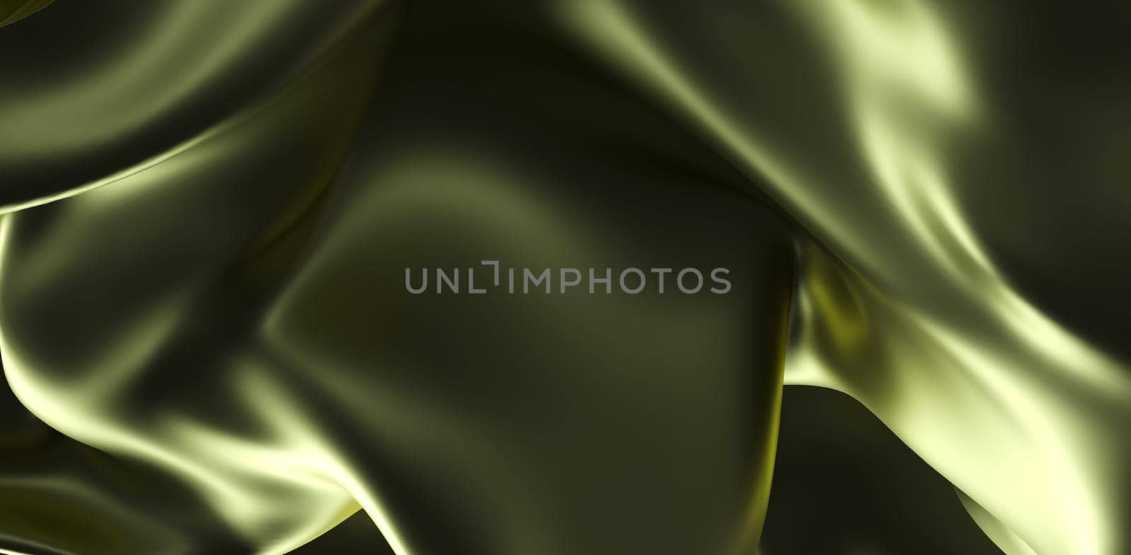 Abstract golden silk waves background, Golden satin wavy fabric texture background. 3d rendering
