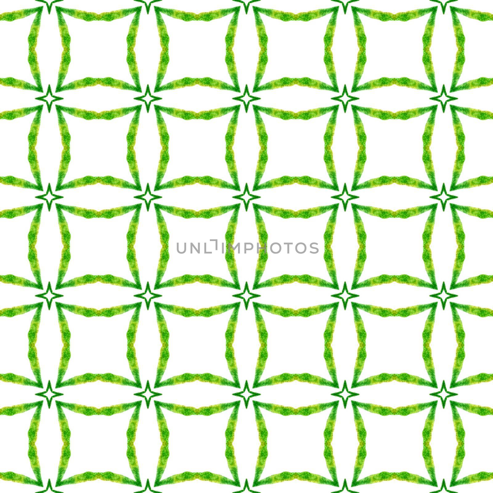Trendy organic green border. Green original boho chic summer design. Organic tile. Textile ready unusual print, swimwear fabric, wallpaper, wrapping.
