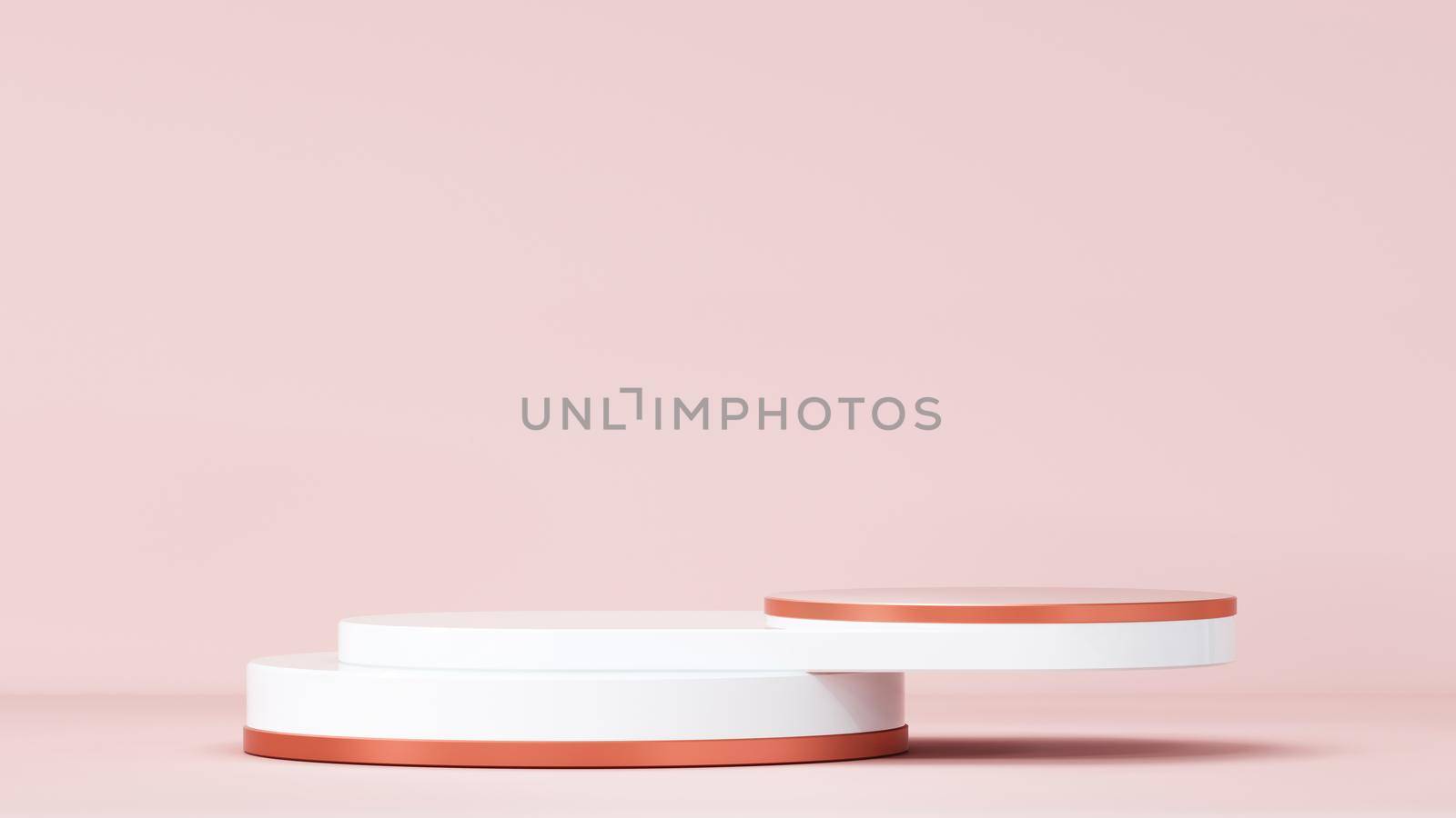Podium empty showcase pedestal product display for cosmetic presentation. Composition with round scene. Abstract Pastel pink geometric shape blank platform. Composition with round scene. 3d Rendering.
