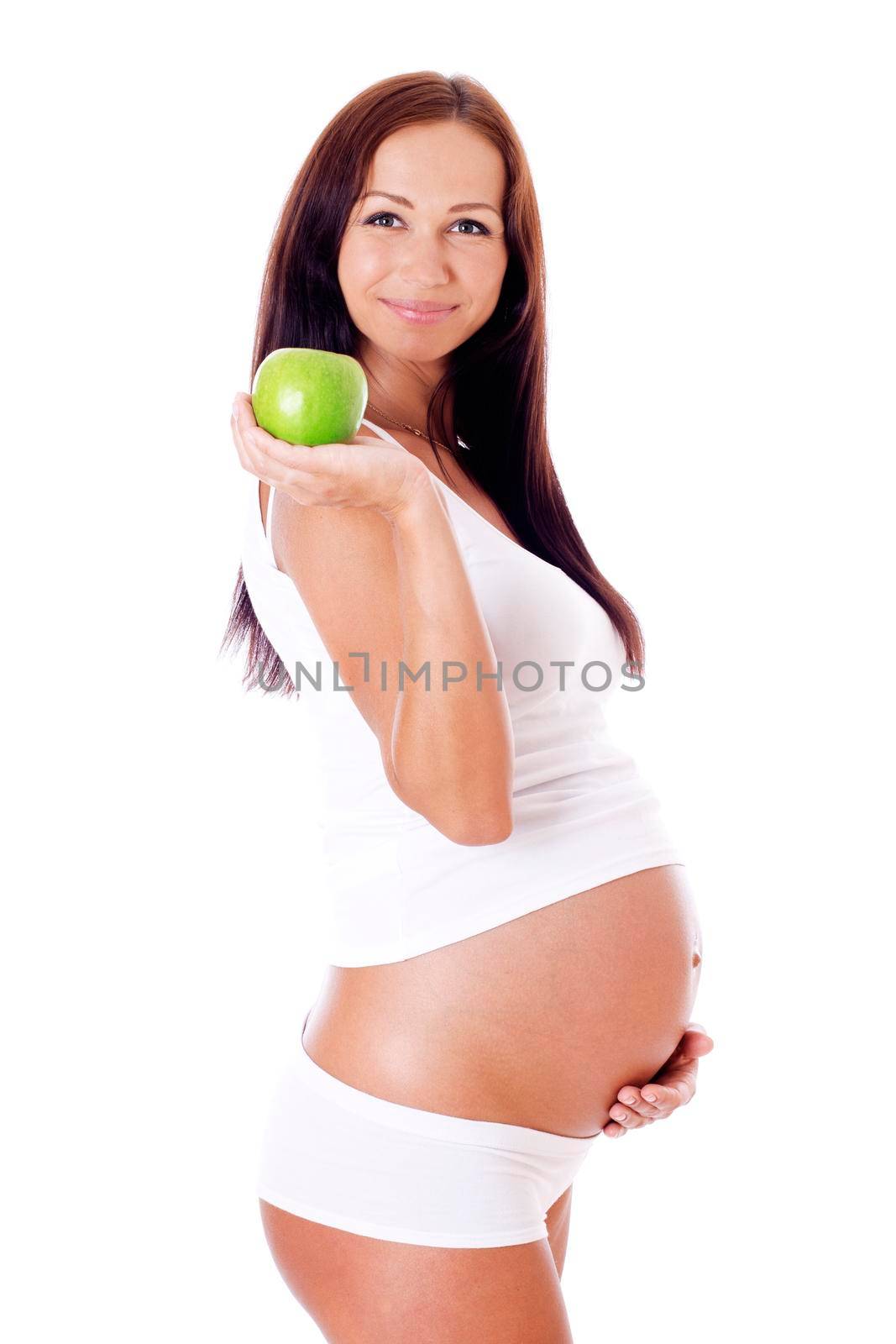 Pregnant woman with apple. by Jyliana