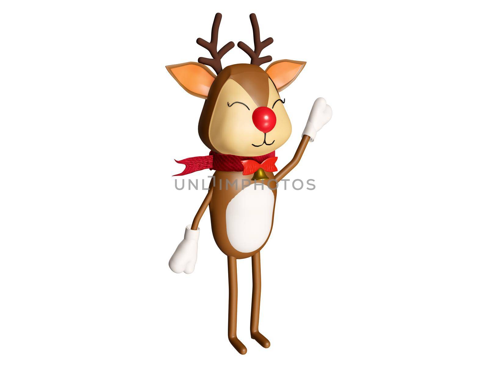 3d render of the cute reindeer in Christmas isolated on white background. Clipping path. by samunella